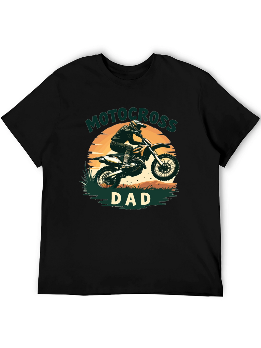 Motocross Dad Graphic Tee - Black Cotton Blend T-Shirt