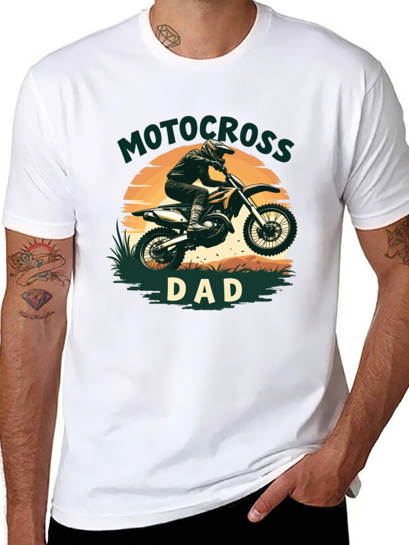 Motocross Dad Graphic Tee - Black Cotton Blend T-Shirt
