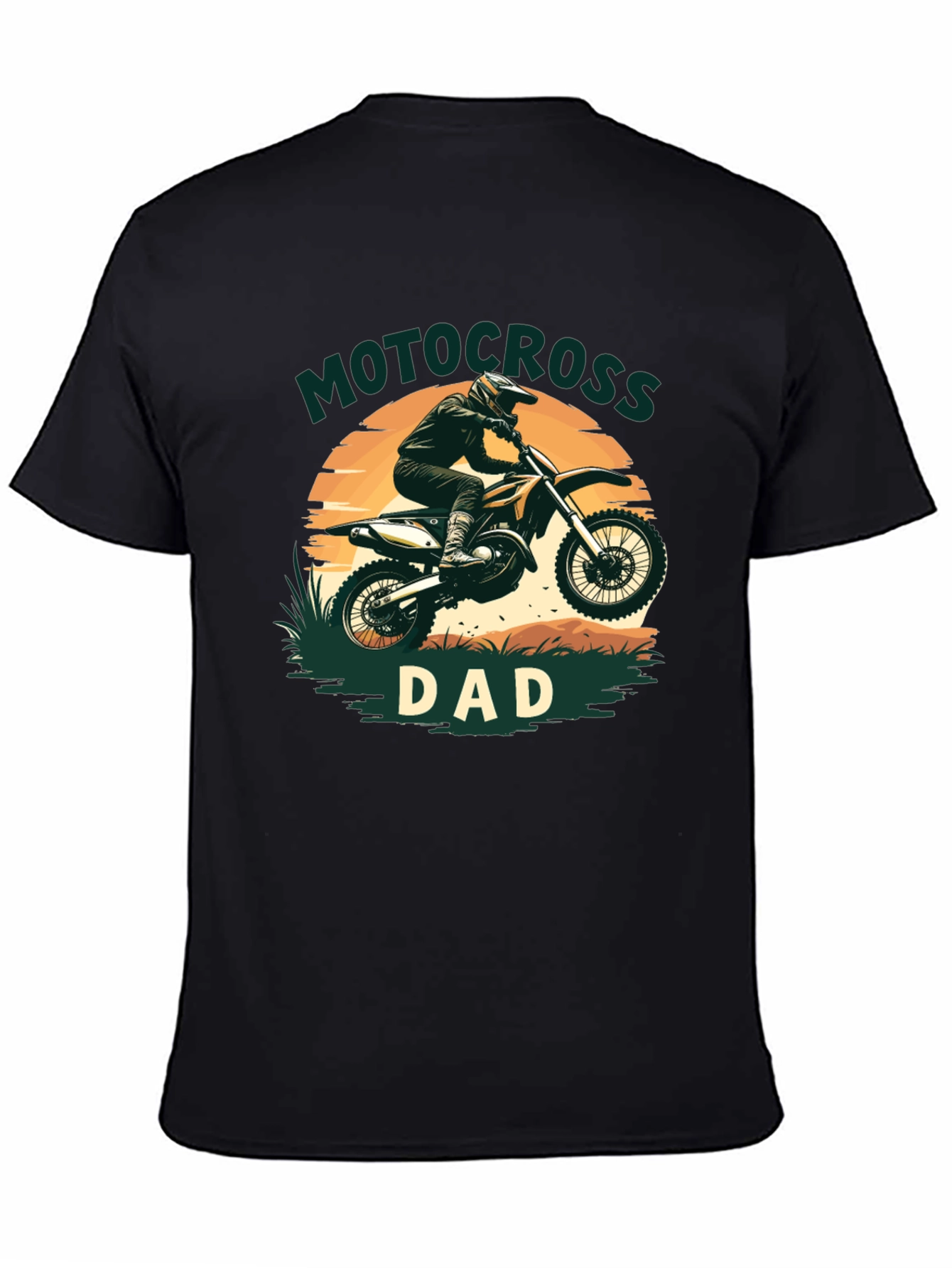 Motocross Dad Graphic Tee - Black Cotton Blend T-Shirt