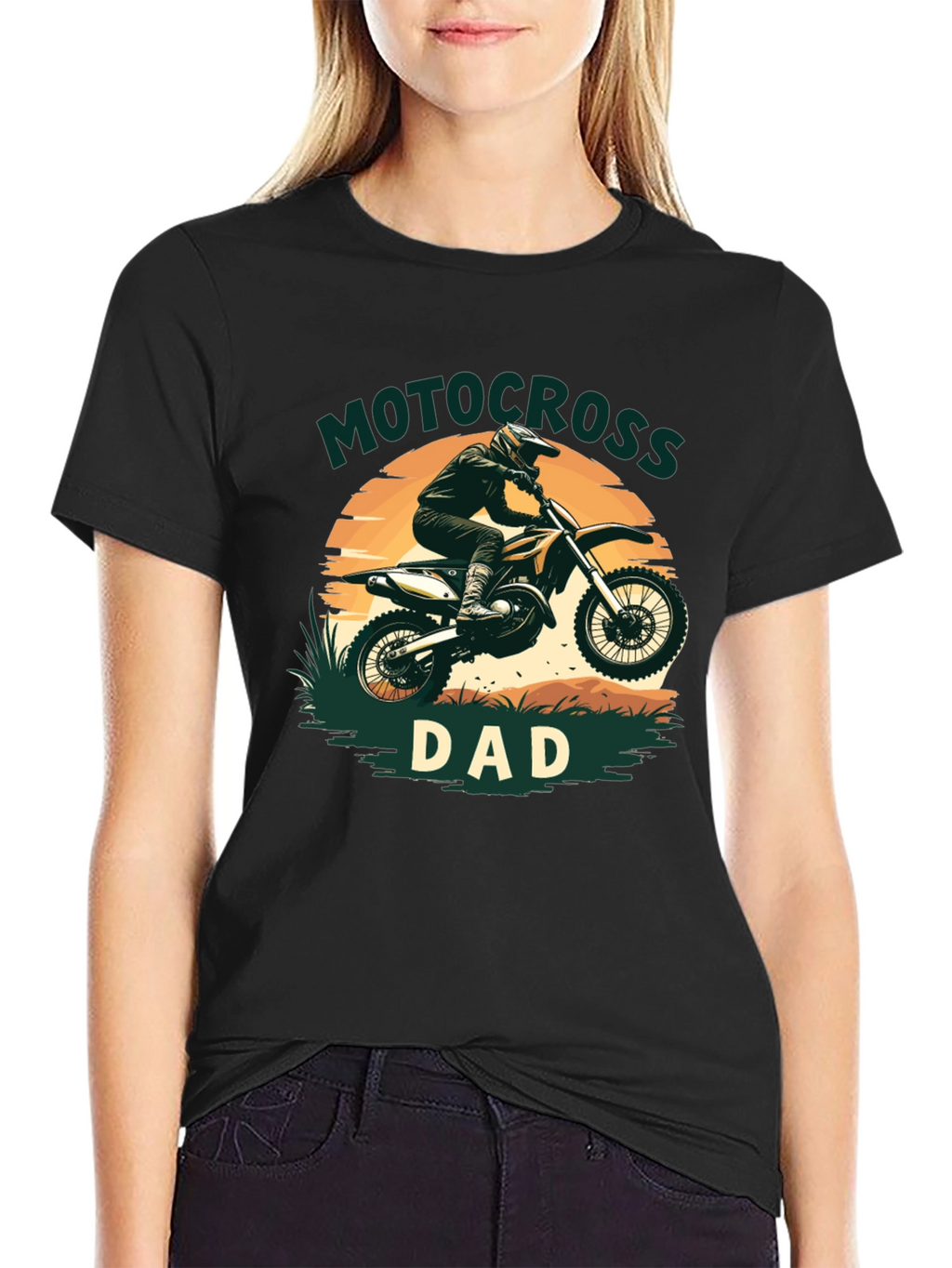 Motocross Dad Graphic Tee - Black Cotton Blend T-Shirt