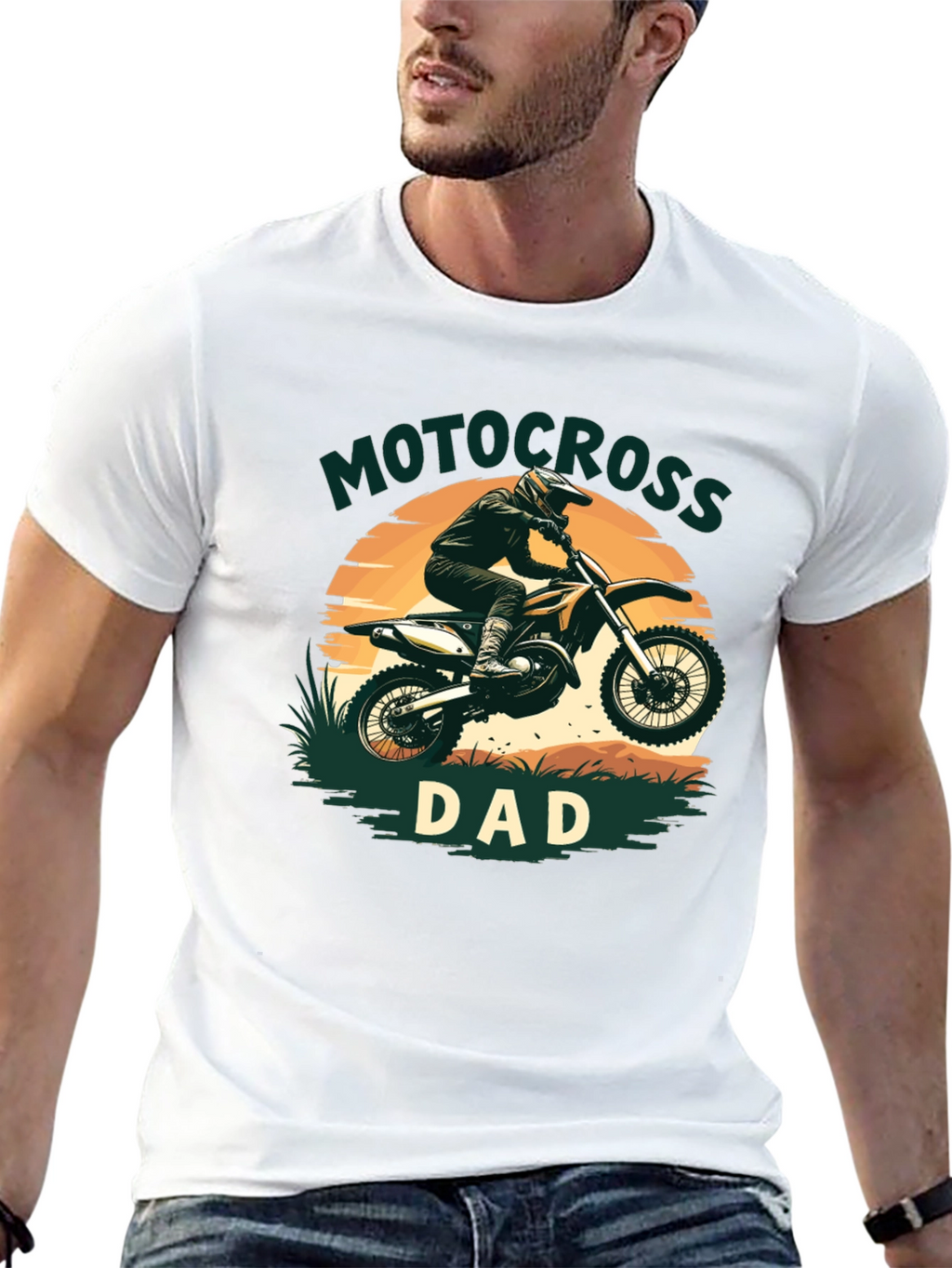 Motocross Dad Graphic Tee - Black Cotton Blend T-Shirt