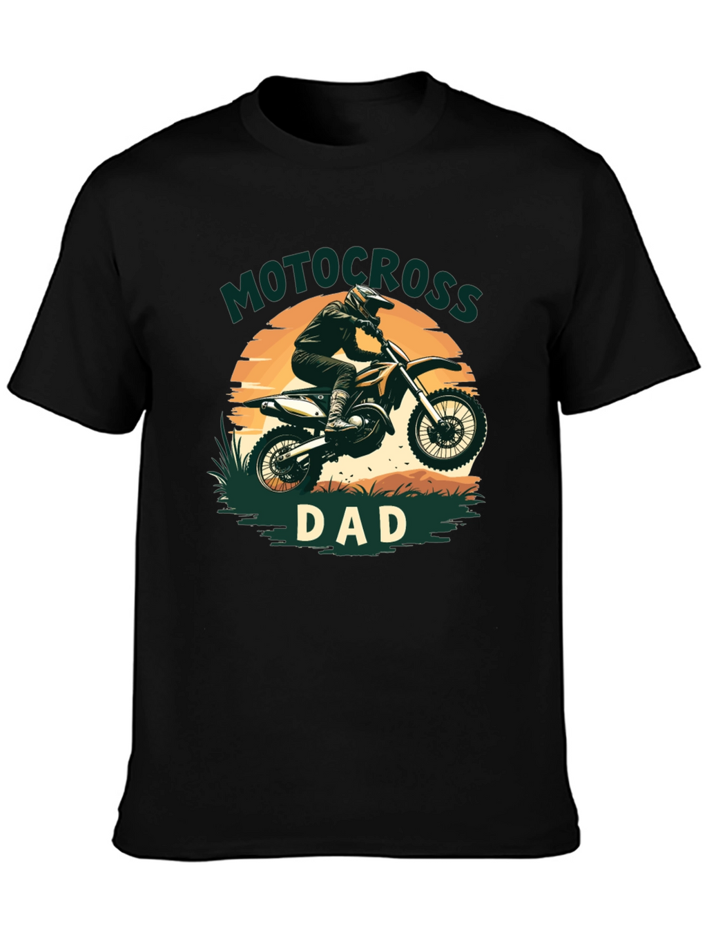 Motocross Dad Graphic Tee - Black Cotton Blend T-Shirt