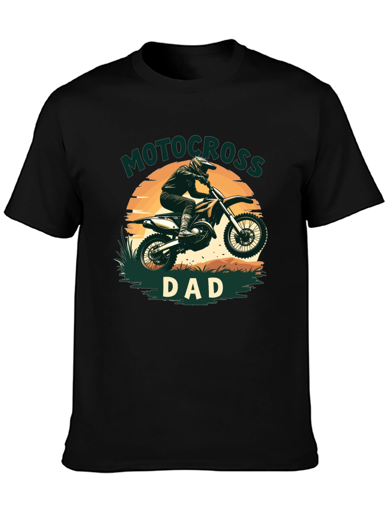 Motocross Dad Graphic Tee - Black Cotton Blend T-Shirt