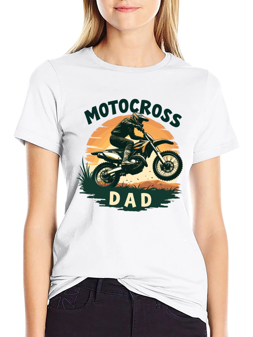 Motocross Dad Graphic Tee - Black Cotton Blend T-Shirt