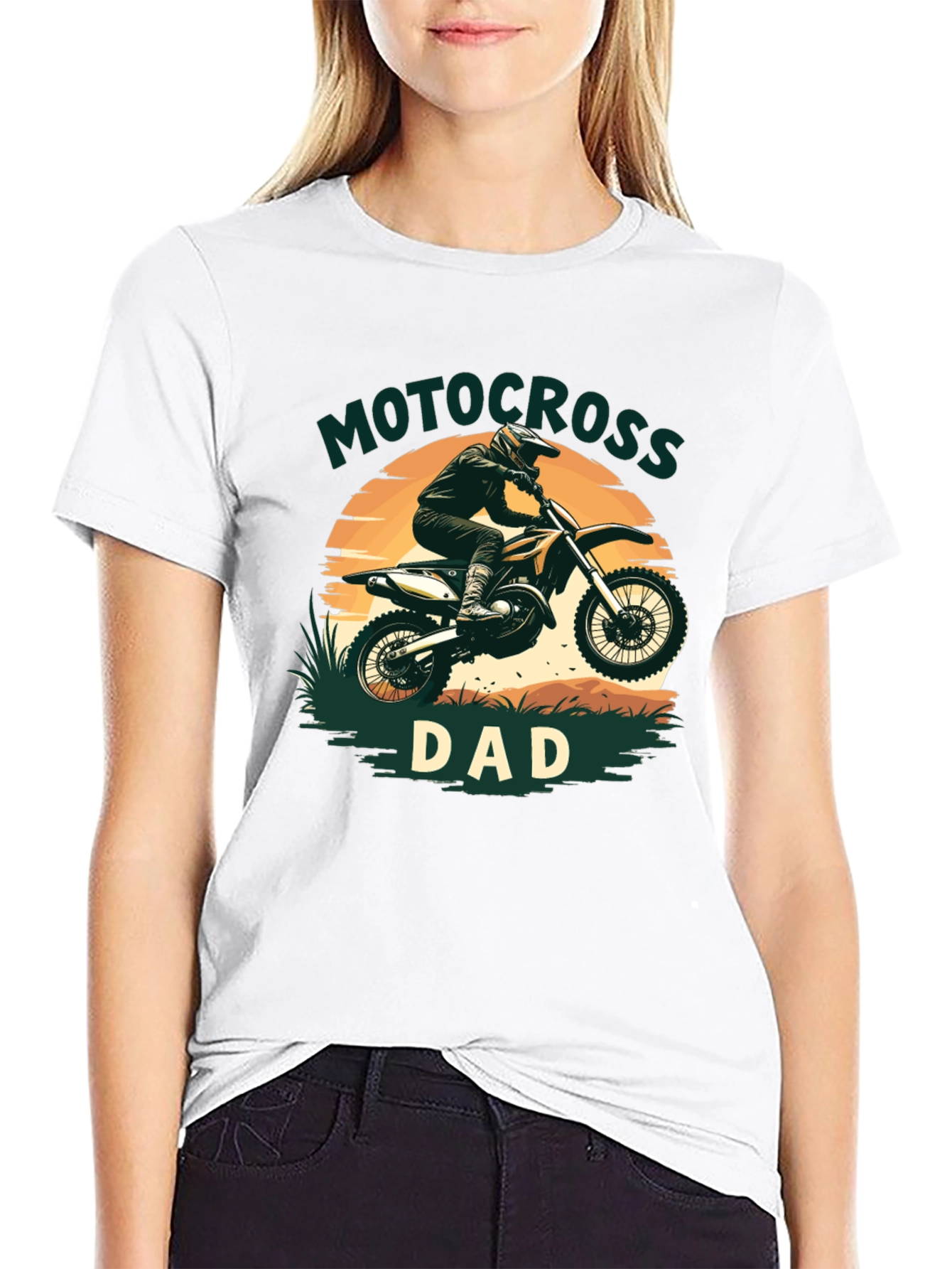 Motocross Dad Graphic Tee - Black Cotton Blend T-Shirt