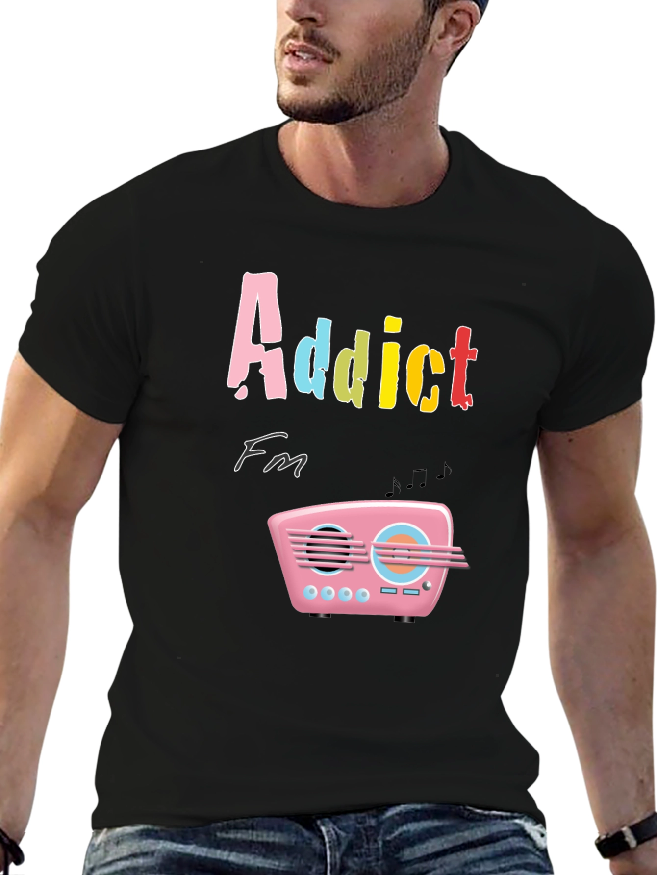 Addict FM T-Shirt: Retro Radio Design Tee