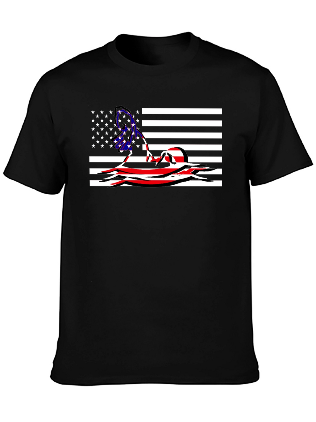 American Flag Swimmer Graphic T-Shirt