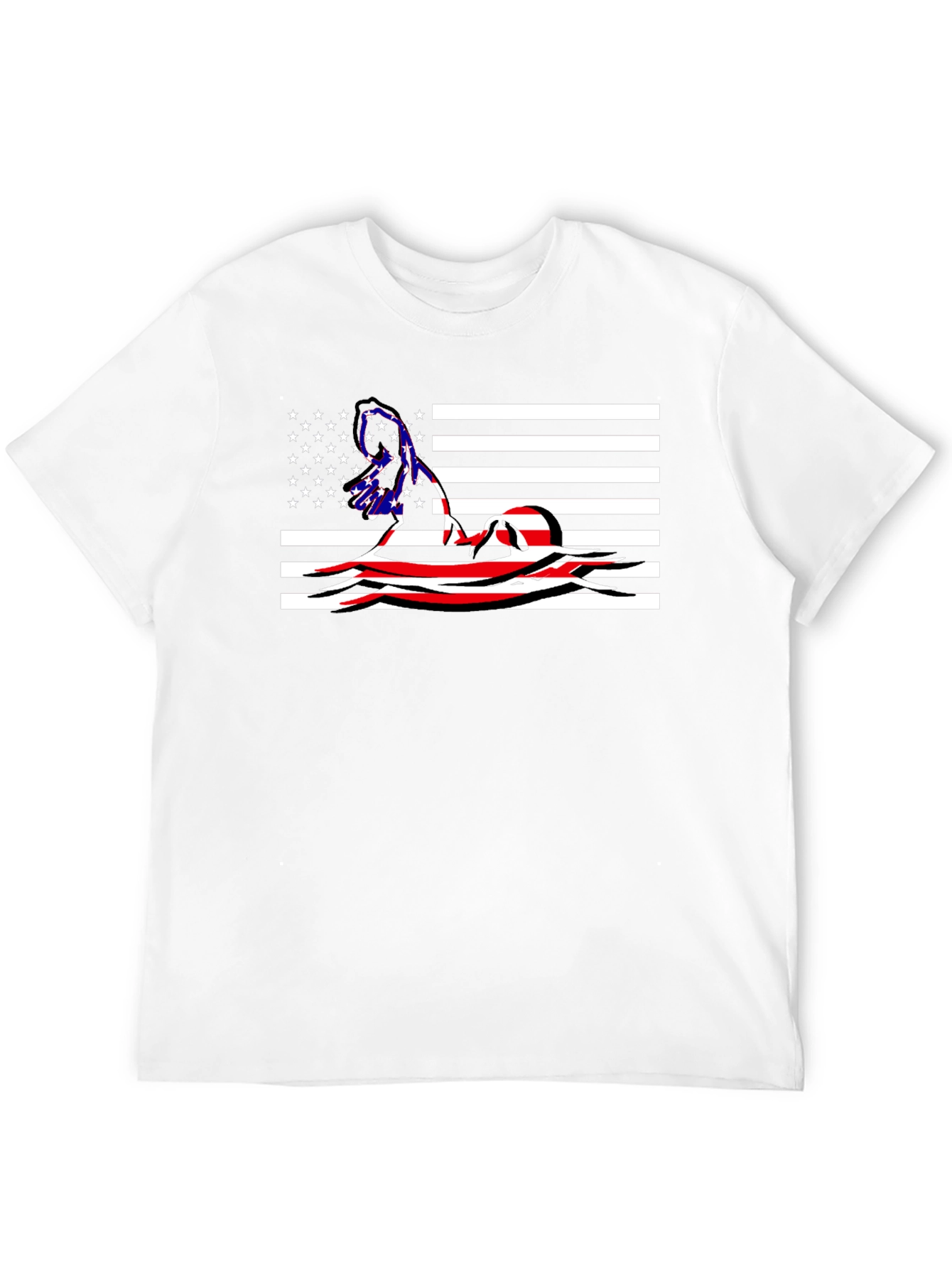 American Flag Swimmer Graphic T-Shirt