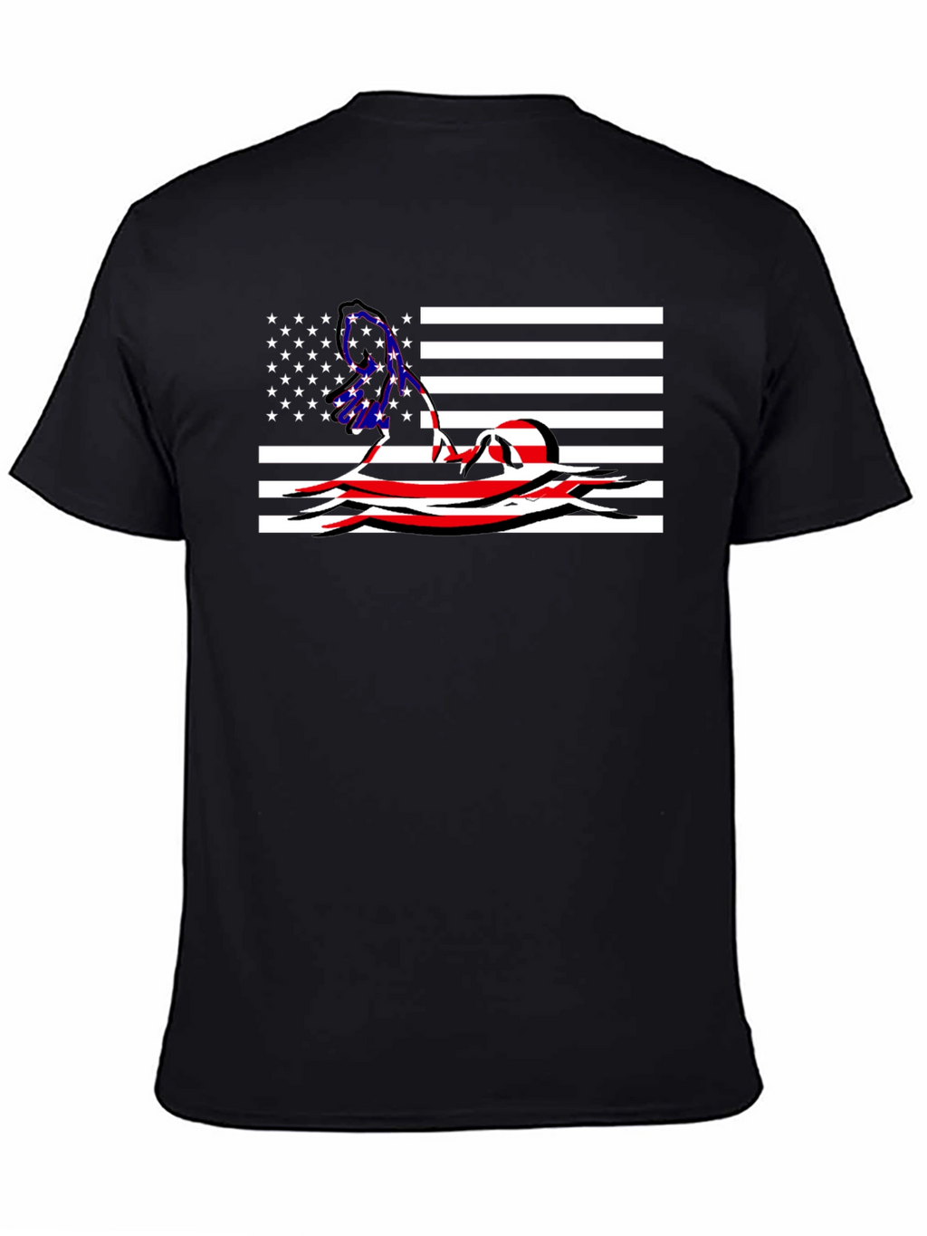 American Flag Swimmer Graphic T-Shirt