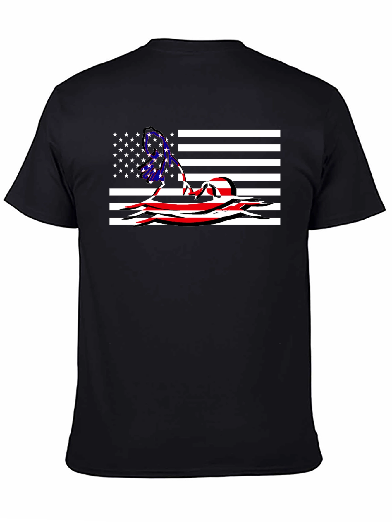 American Flag Swimmer Graphic T-Shirt