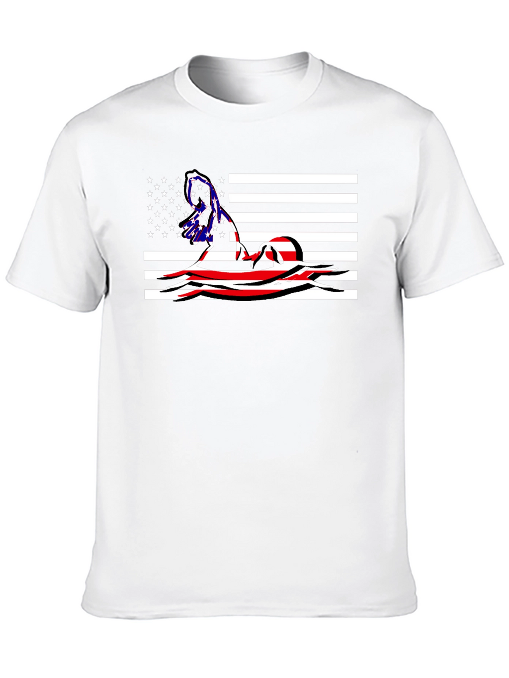 American Flag Swimmer Graphic T-Shirt