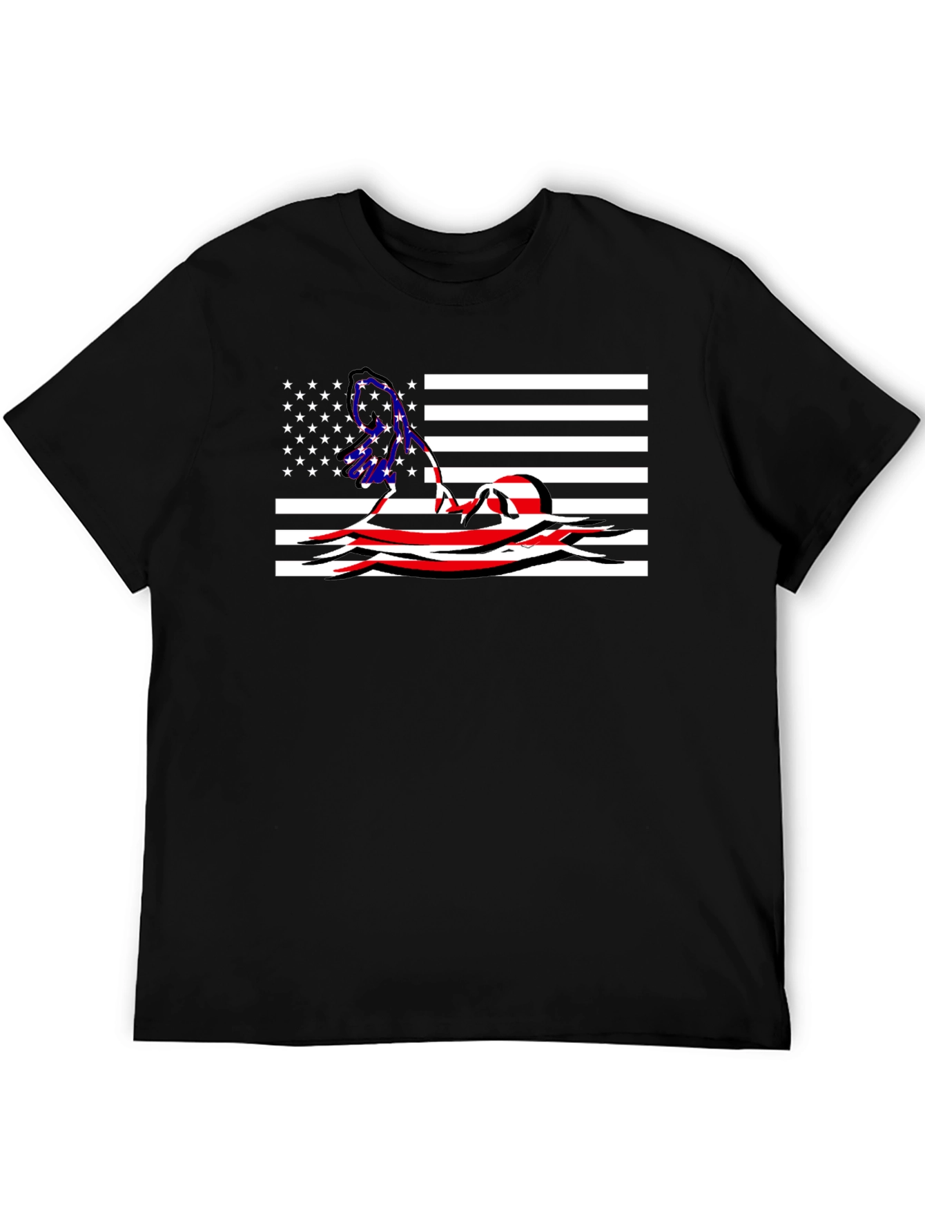 American Flag Swimmer Graphic T-Shirt