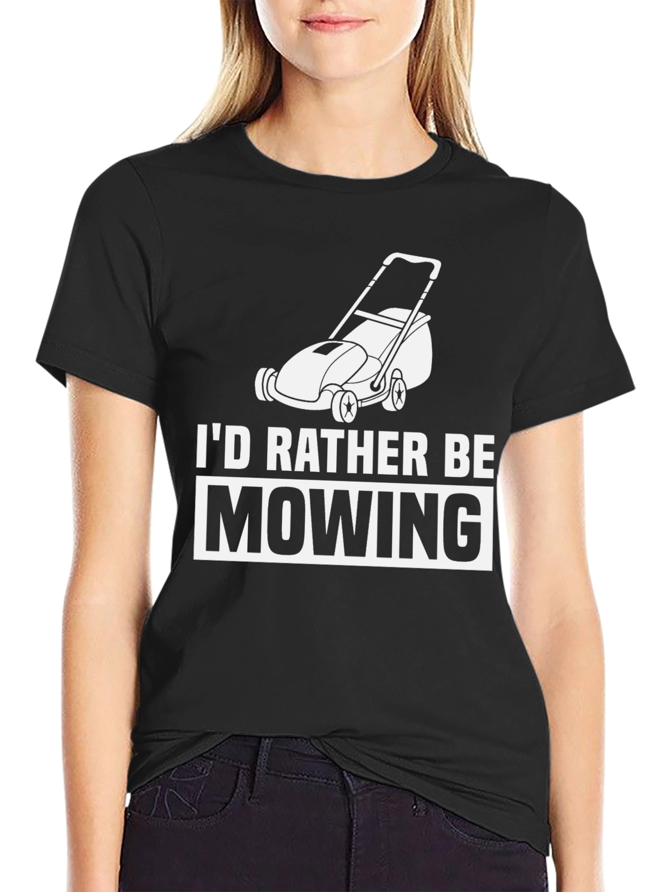 Id Rather Be Mowing Graphic Tee - Black