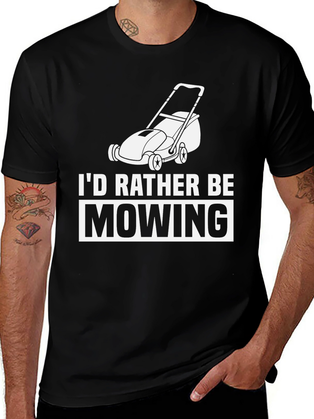 Id Rather Be Mowing Graphic Tee - Black