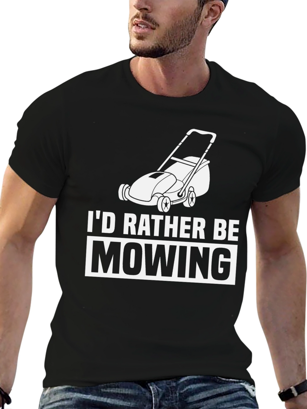 Id Rather Be Mowing Graphic Tee - Black