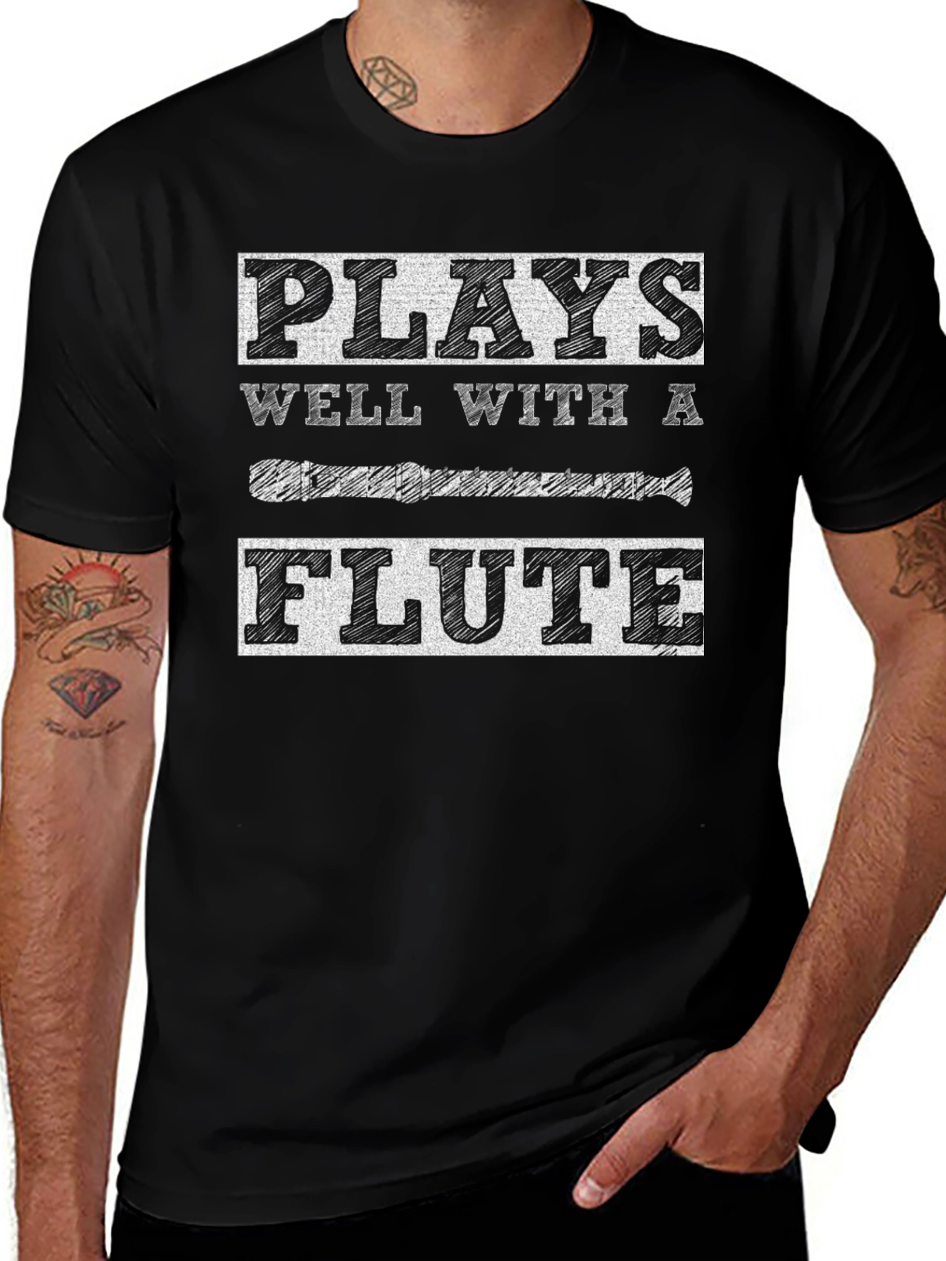 Plays Well With A Flute Graphic Tee