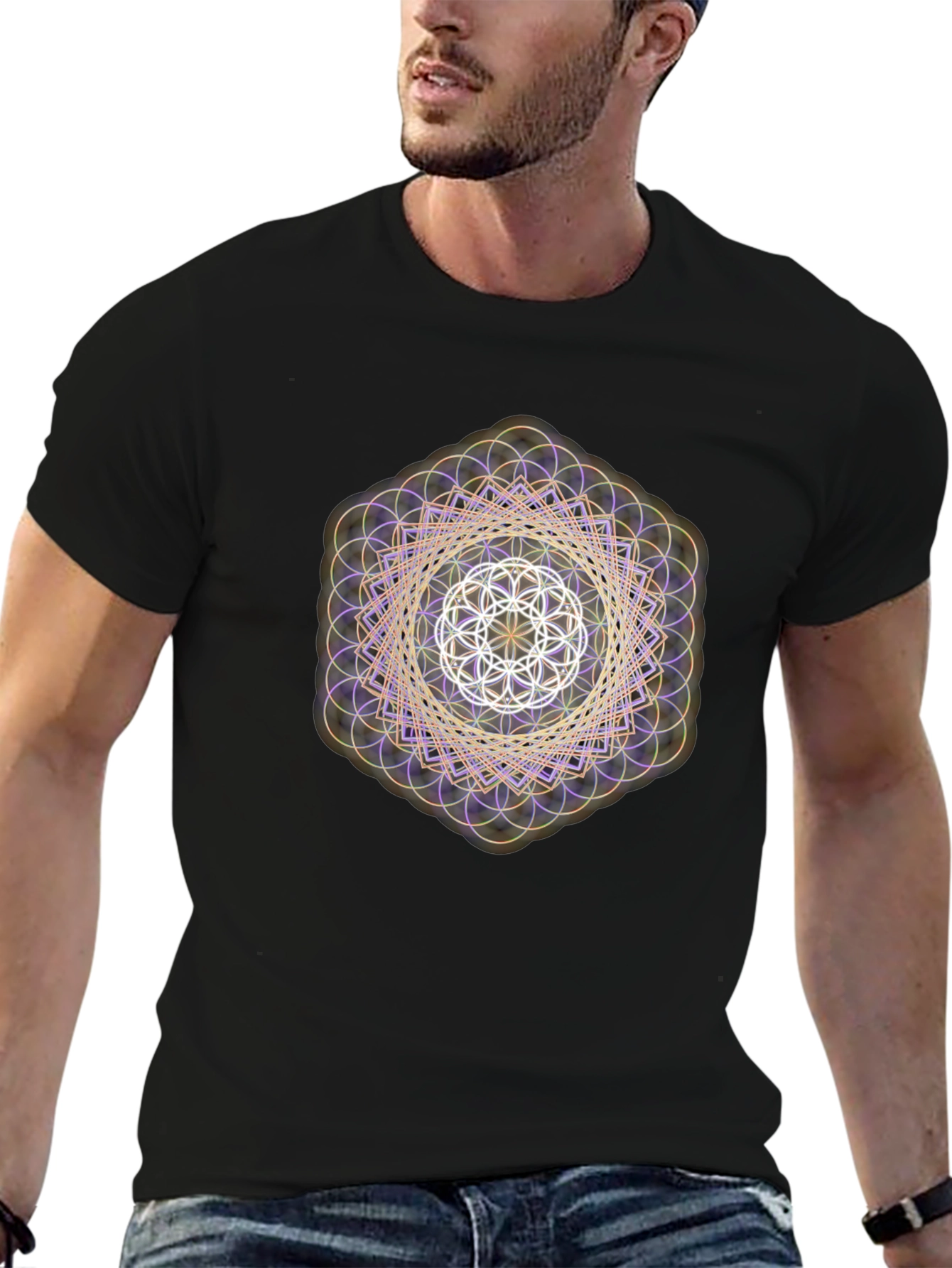 Geometric Pattern Tee - Artistic Design Soft Fabric