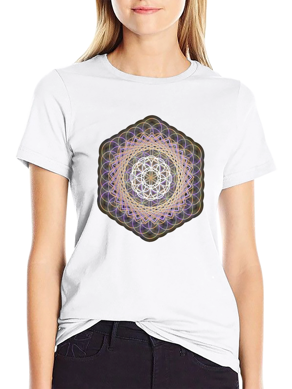 Geometric Pattern Tee - Artistic Design Soft Fabric