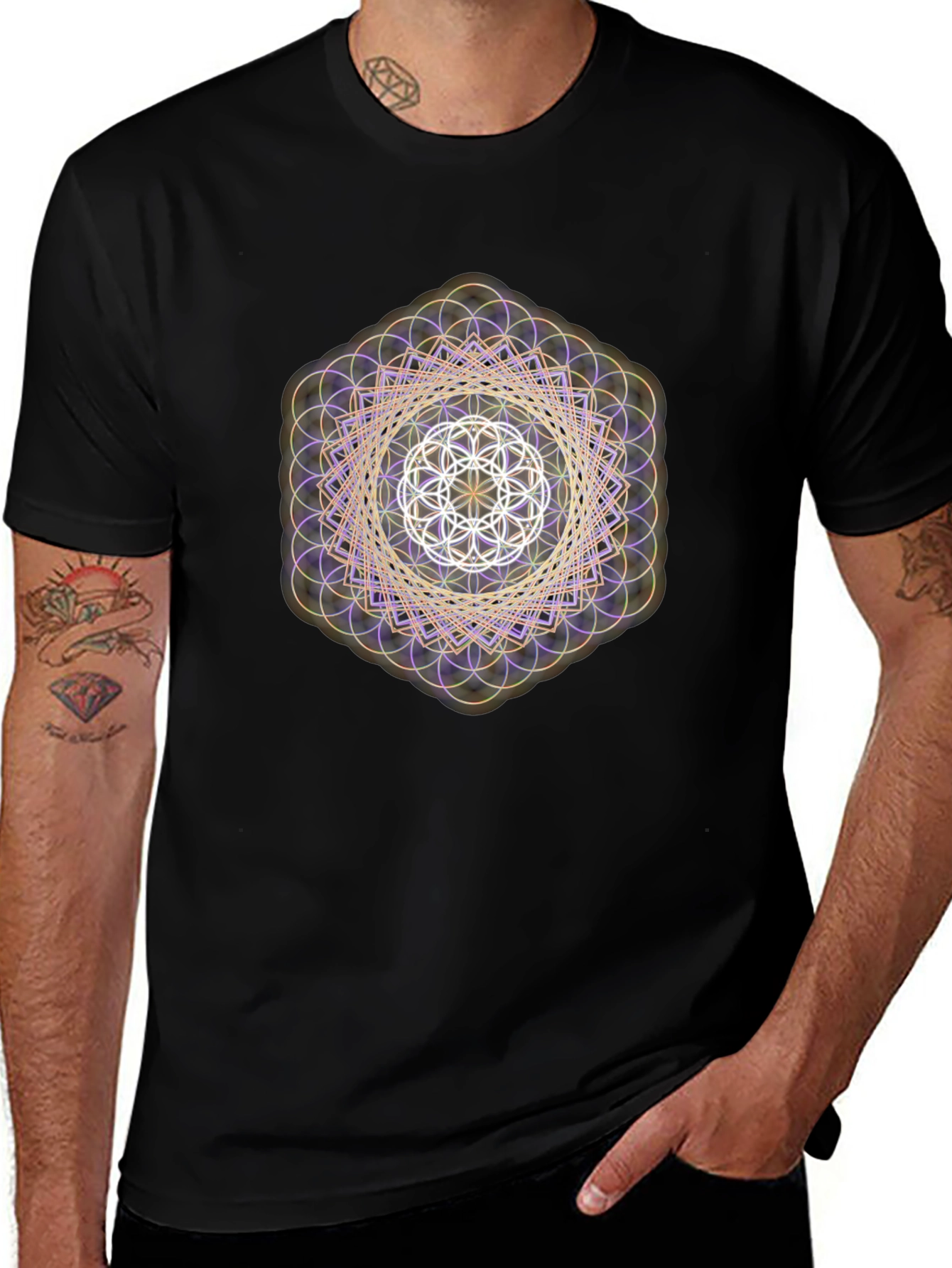 Geometric Pattern Tee - Artistic Design Soft Fabric