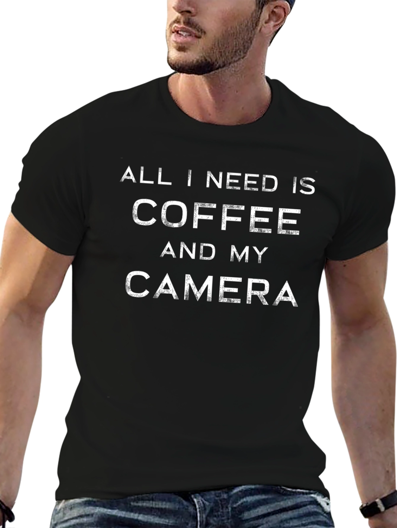 Coffee and Camera Graphic Tee - Black Unisex T-Shirt