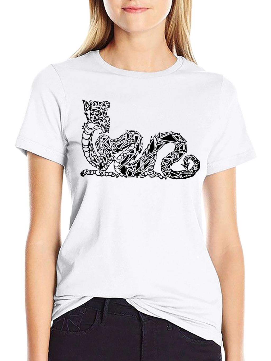 Geometric Dragon Graphic T-Shirt