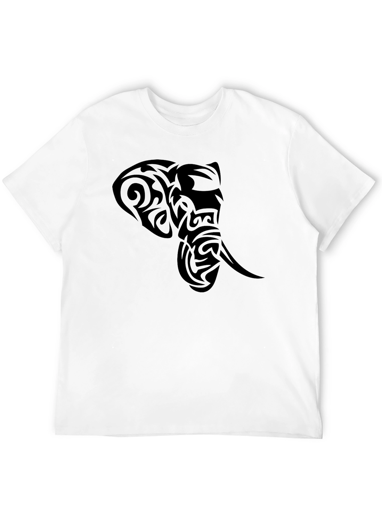 Tribal Elephant Head Black T-Shirt