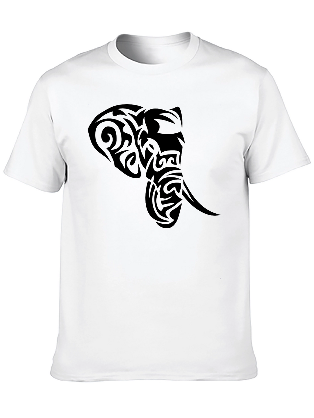 Tribal Elephant Head Black T-Shirt