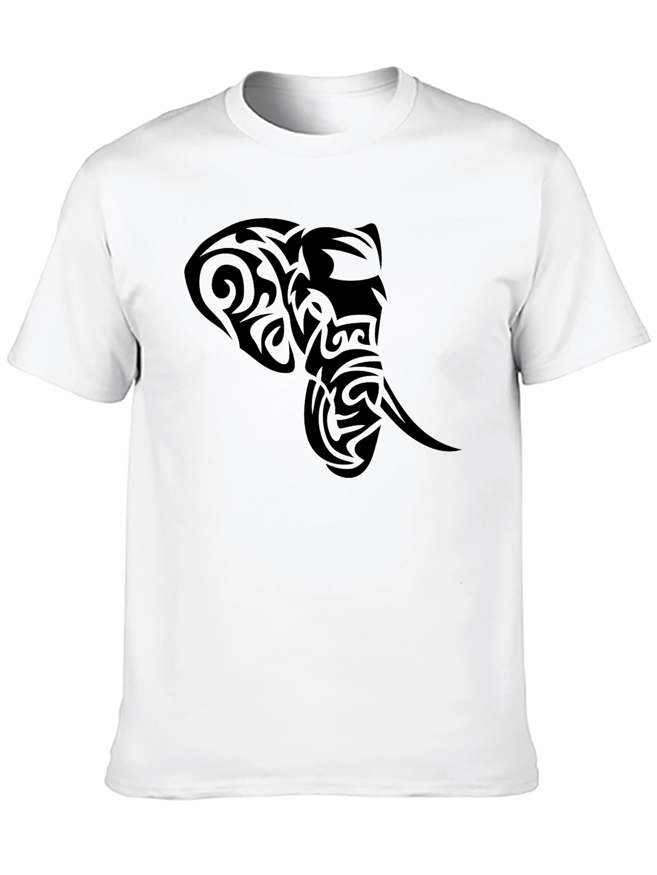 Tribal Elephant Head Black T-Shirt