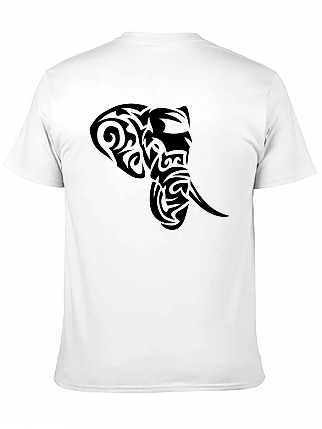 Tribal Elephant Head Black T-Shirt