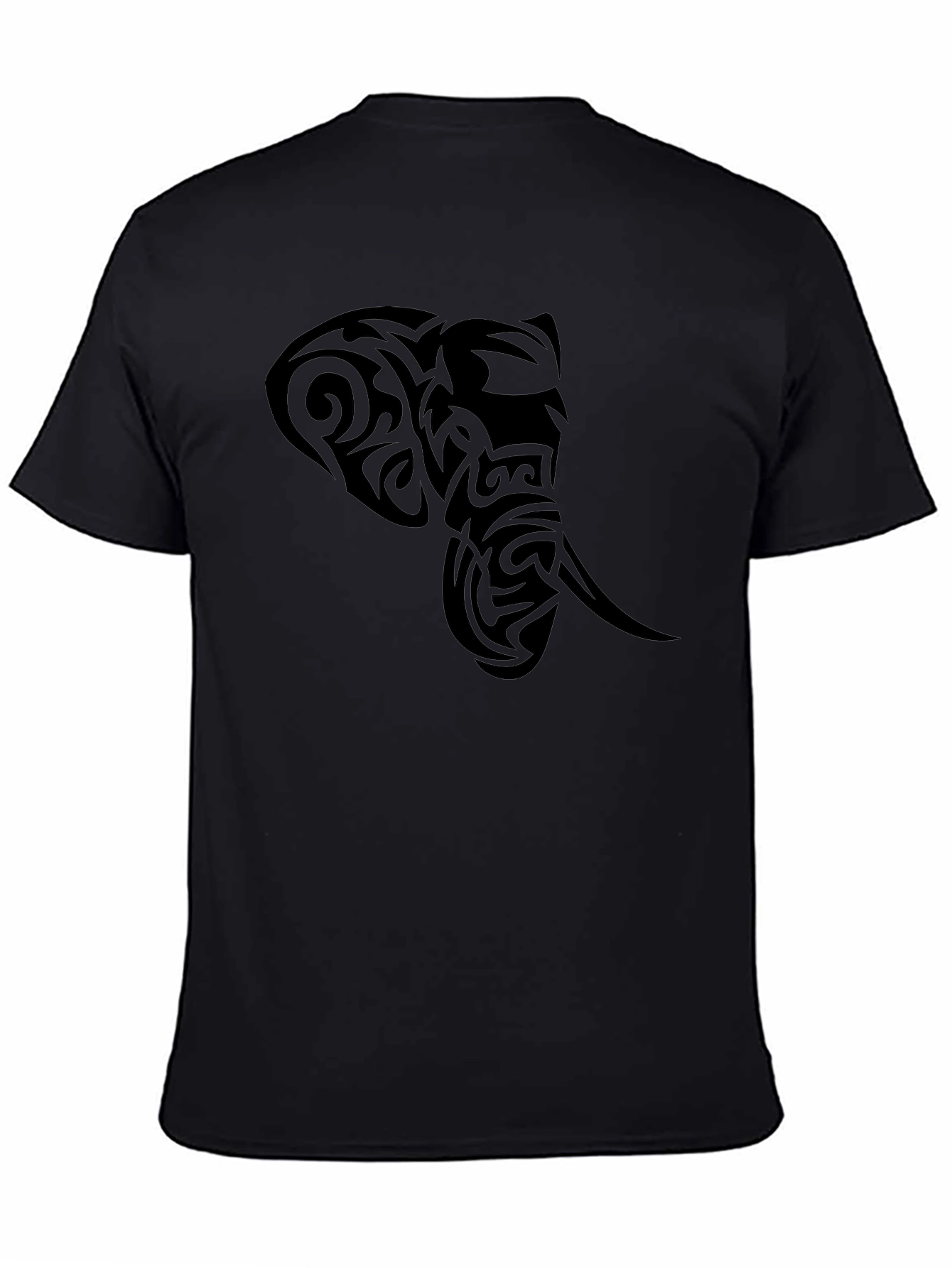 Tribal Elephant Head Black T-Shirt
