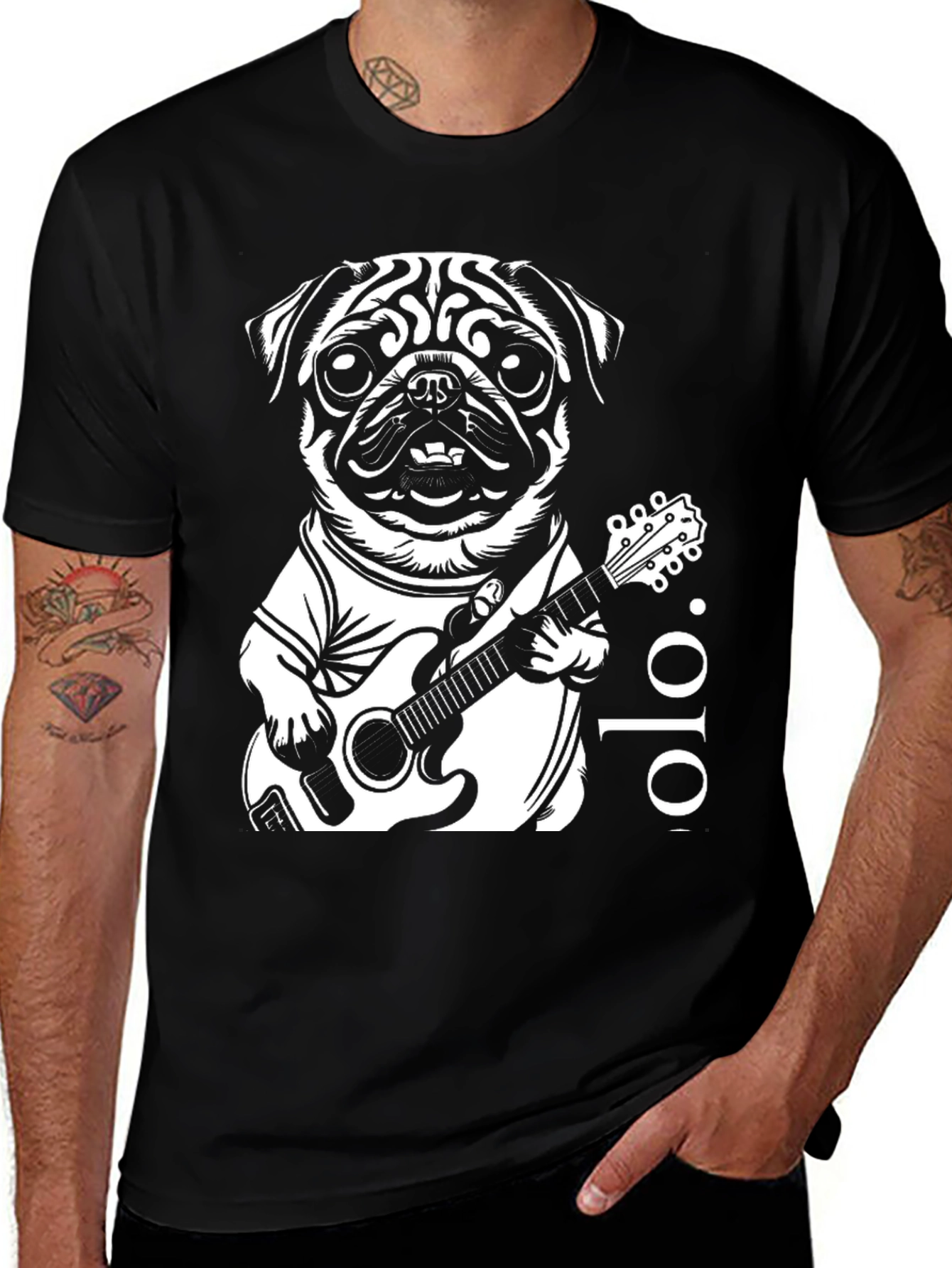 Pug Guitarist Graphic Tee