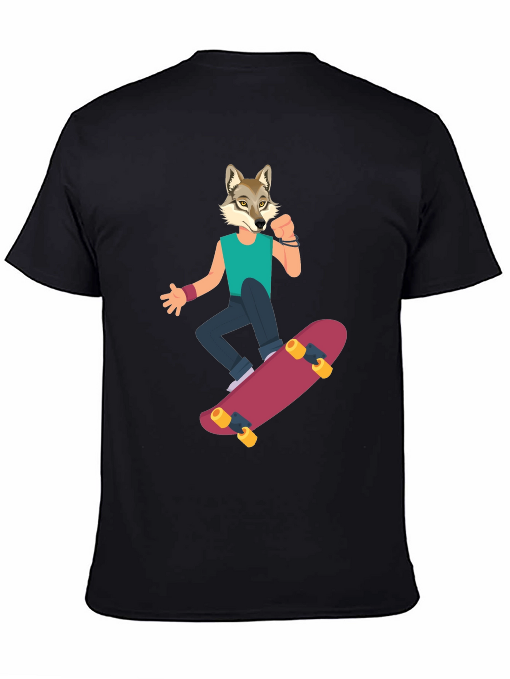 Wolf Skateboarder Graphic Tee