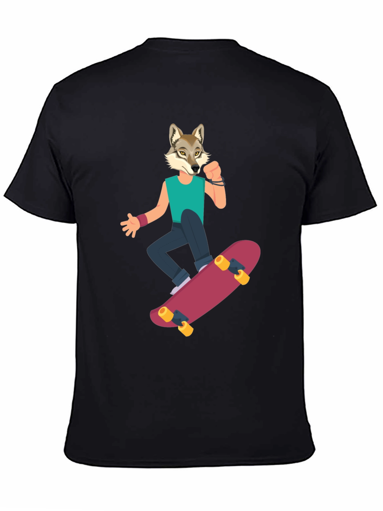 Wolf Skateboarder Graphic Tee