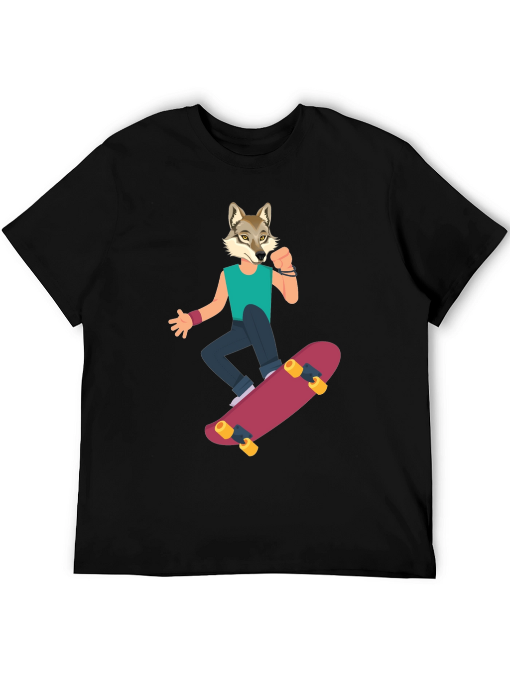 Wolf Skateboarder Graphic Tee