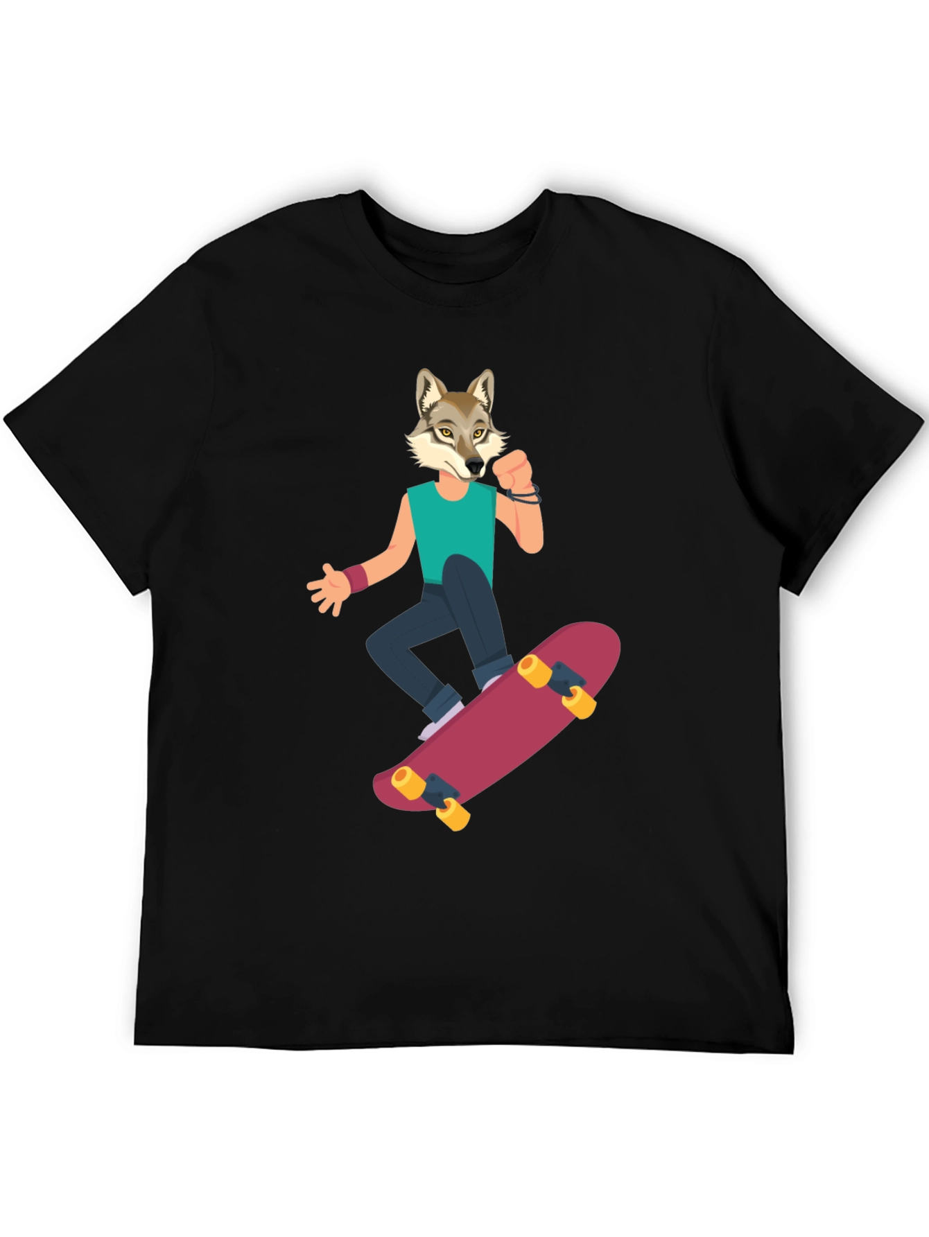 Wolf Skateboarder Graphic Tee