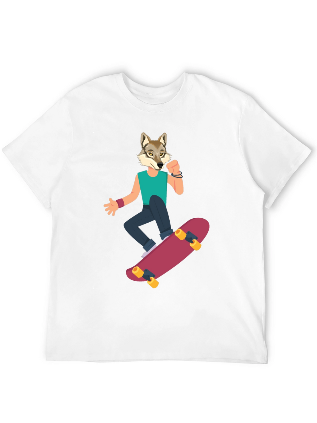 Wolf Skateboarder Graphic Tee