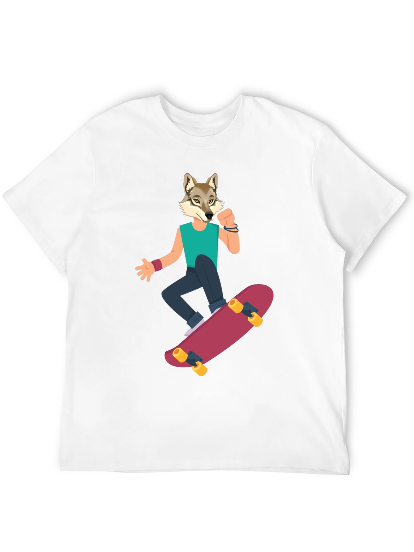 Wolf Skateboarder Graphic Tee