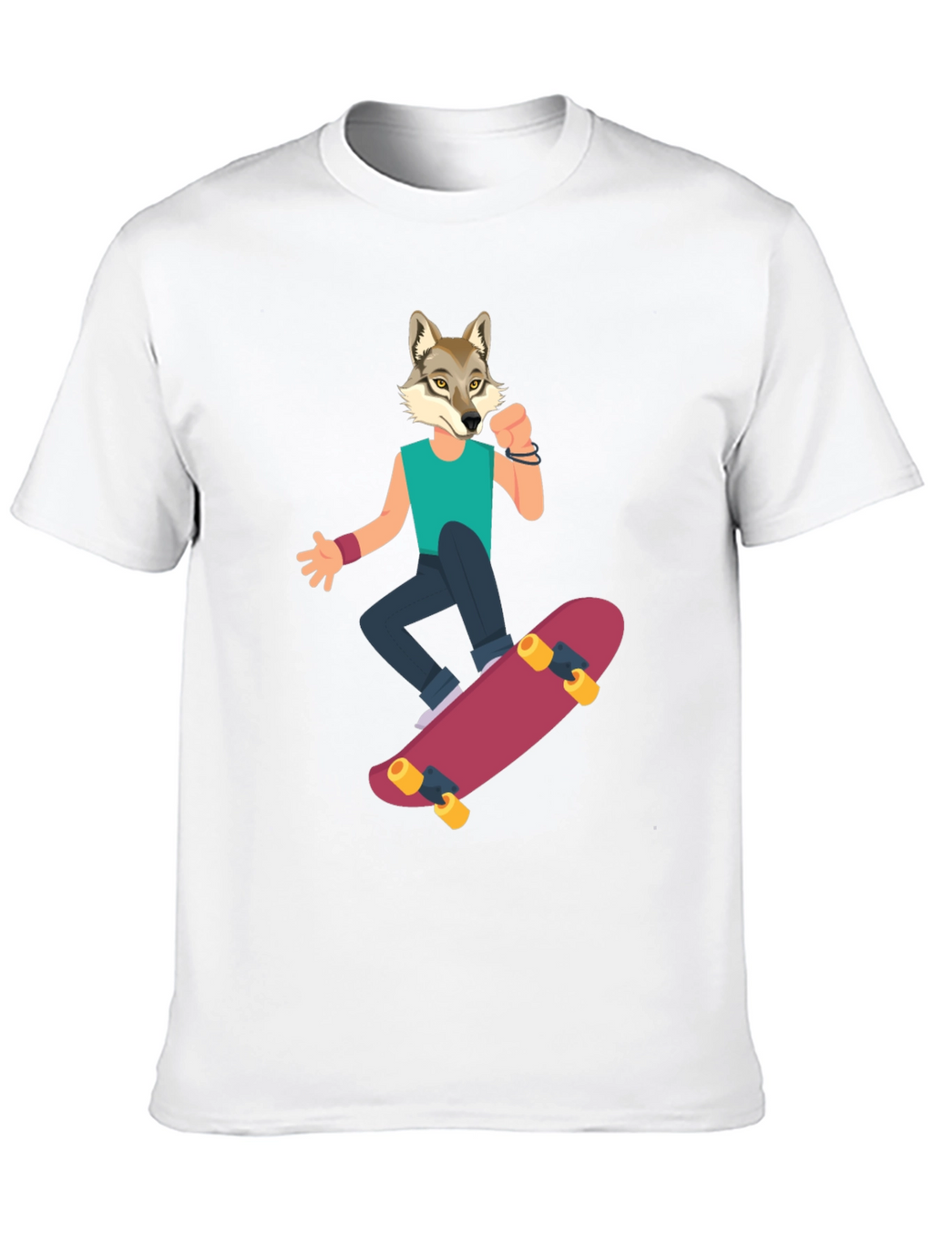 Wolf Skateboarder Graphic Tee