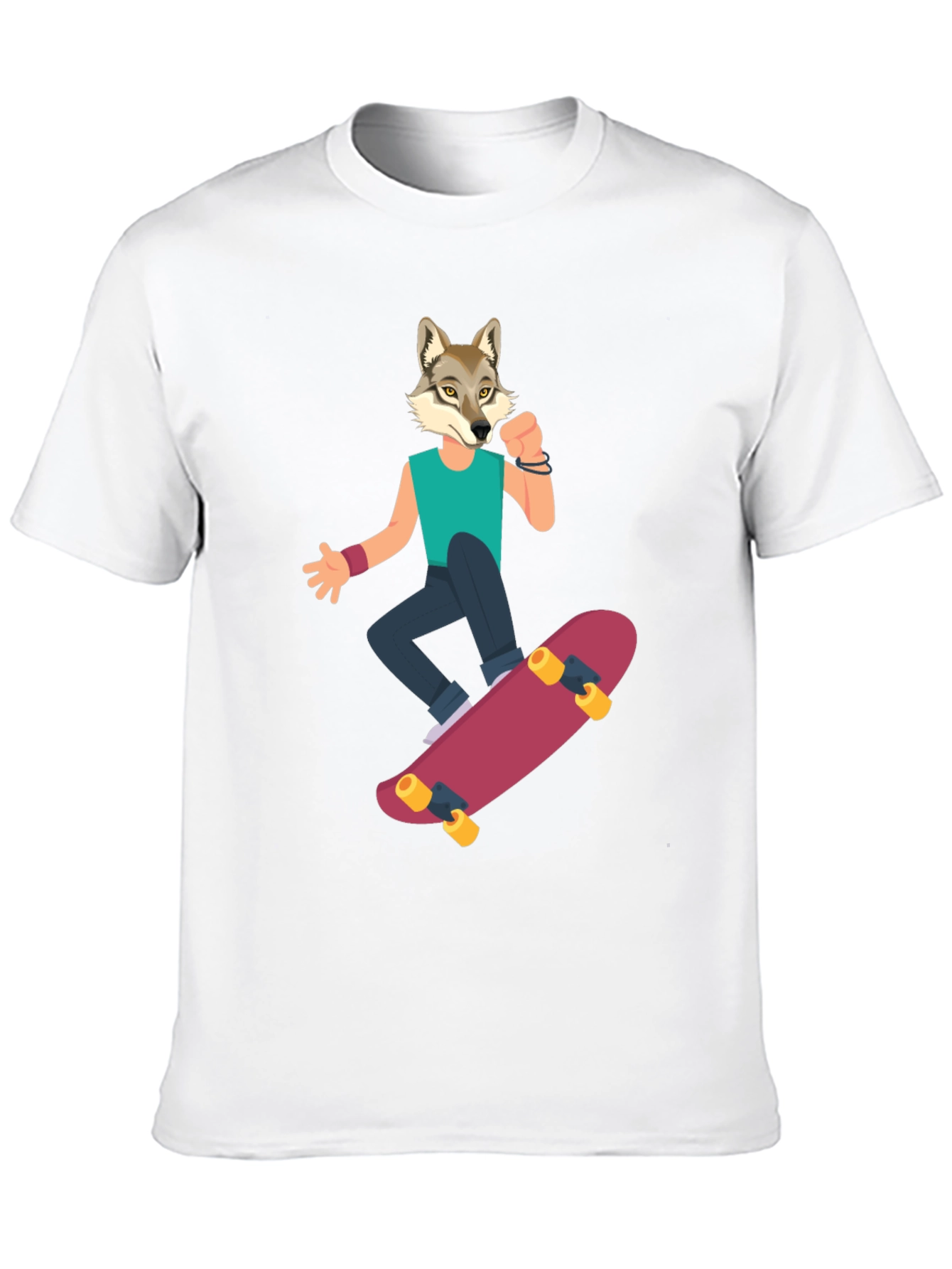 Wolf Skateboarder Graphic Tee