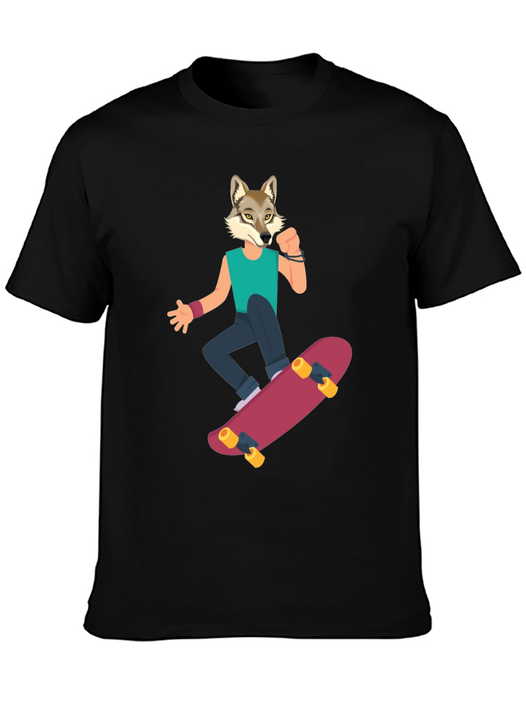 Wolf Skateboarder Graphic Tee