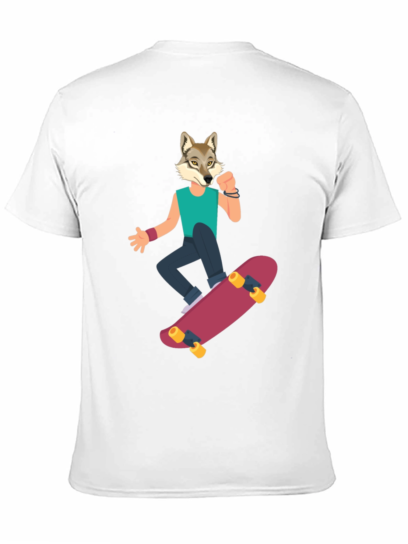 Wolf Skateboarder Graphic Tee