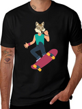 Wolf Skateboarder Graphic Tee