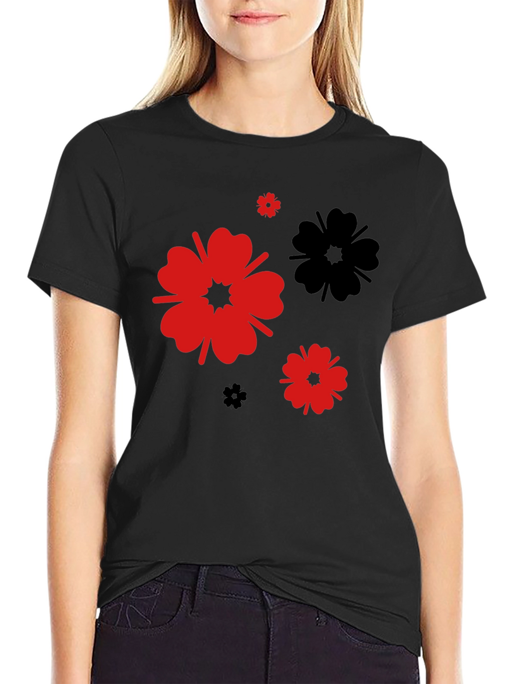 Black Floral Print T-Shirt