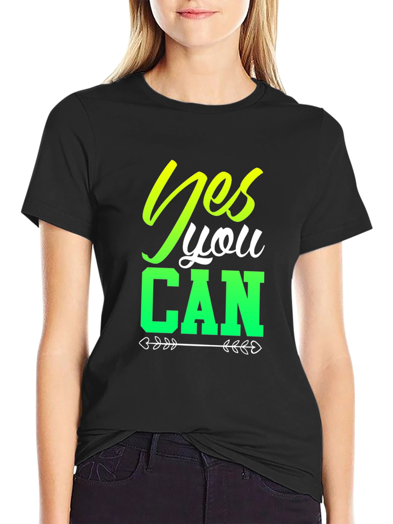 Yes You Can Black Graphic T-Shirt