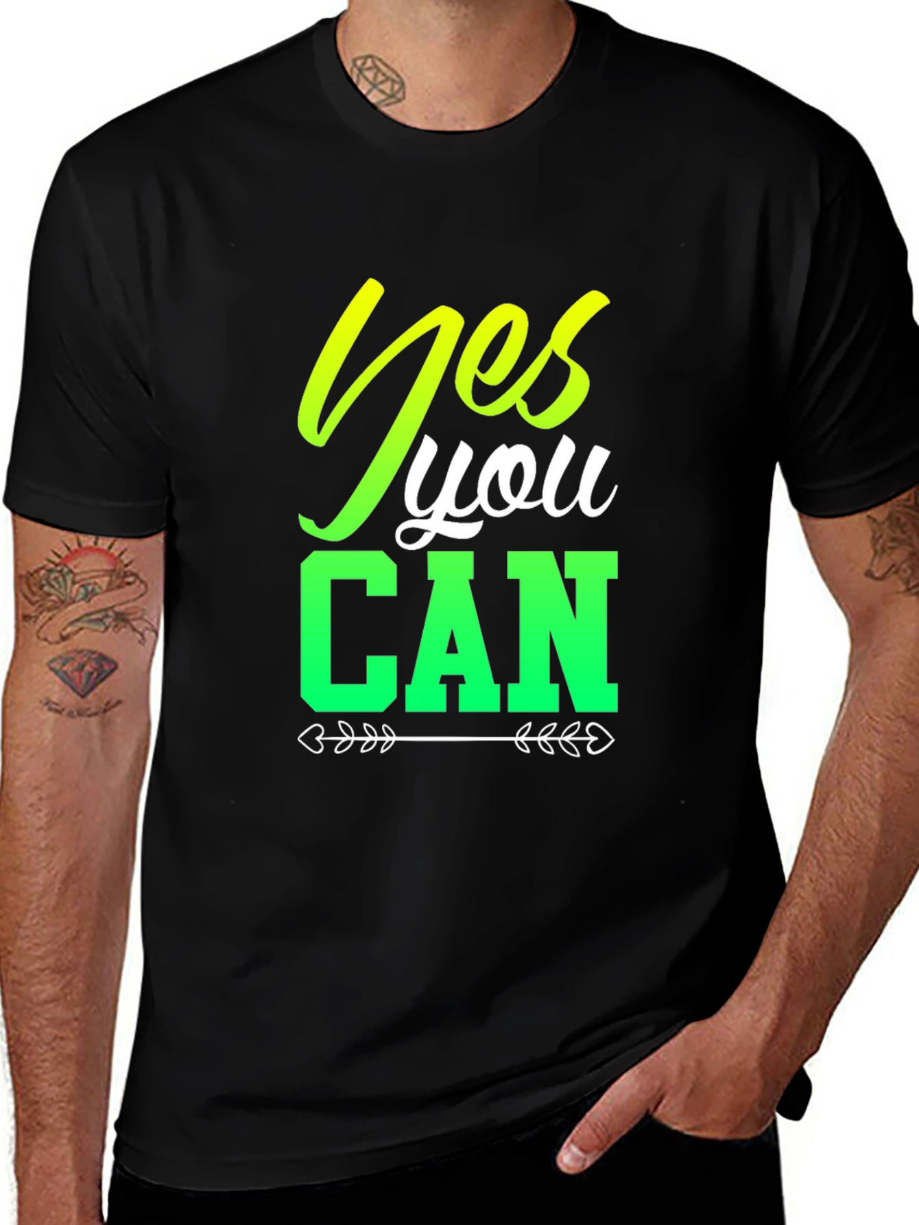 Yes You Can Black Graphic T-Shirt