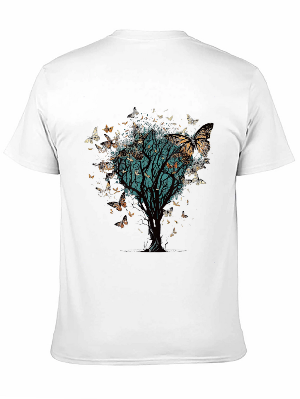 Butterfly Tree Graphic Tee - Nature Inspired Black T-Shirt