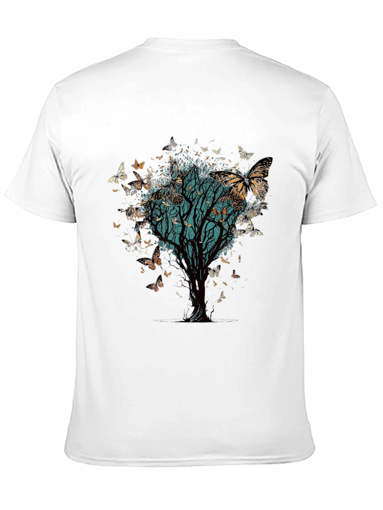 Butterfly Tree Graphic Tee - Nature Inspired Black T-Shirt