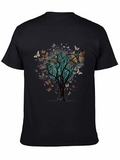 Butterfly Tree Graphic Tee - Nature Inspired Black T-Shirt