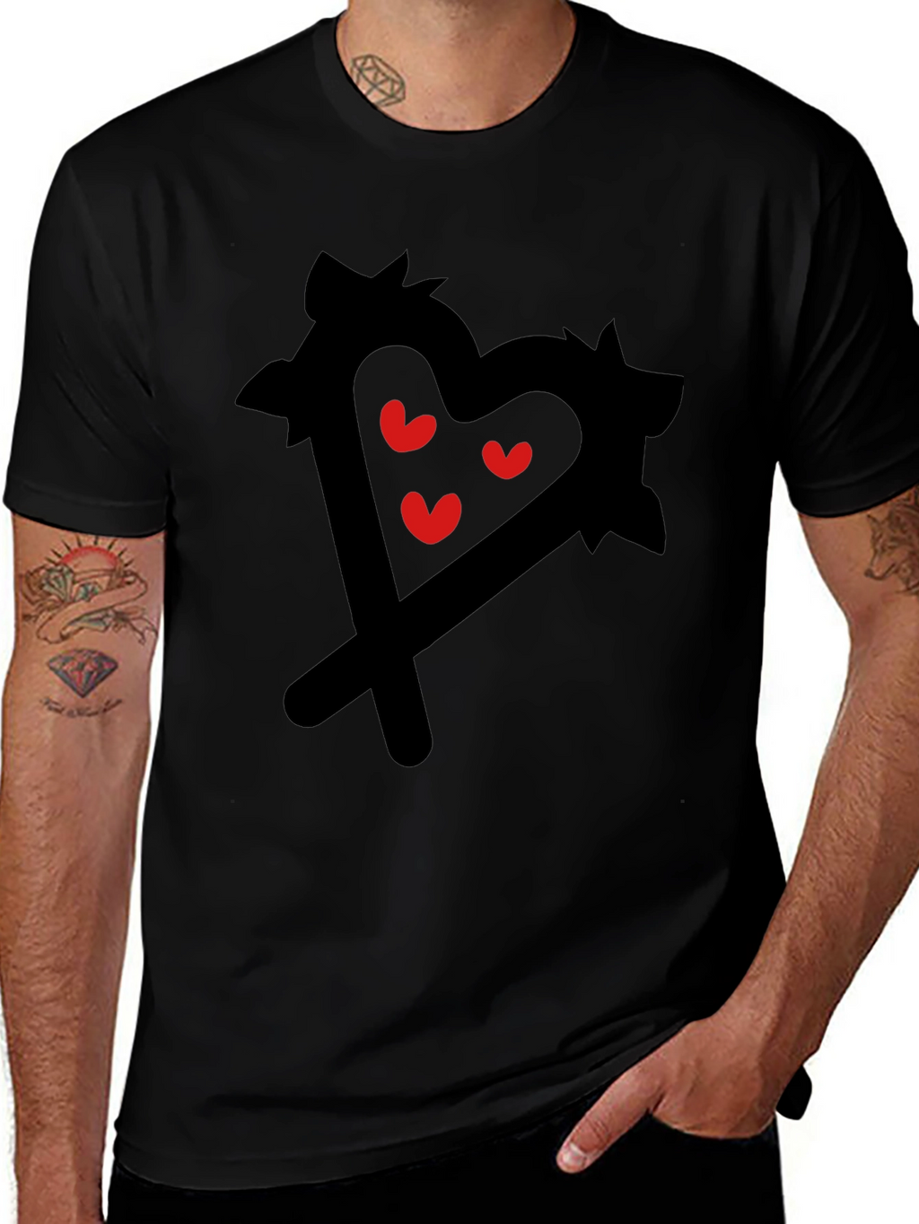 Heart Scribble Graphic Tee - Black