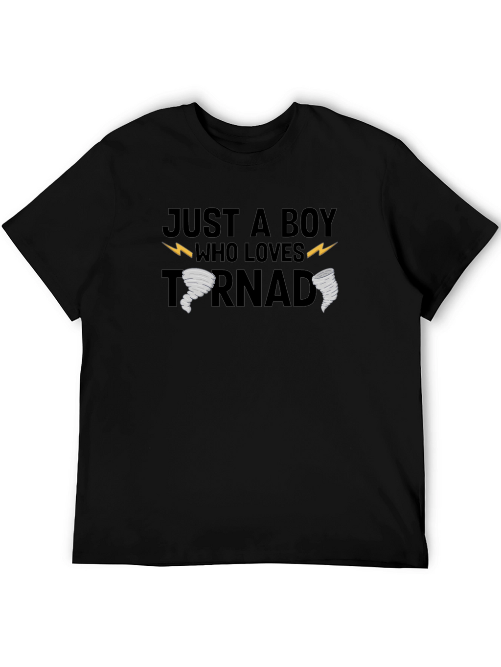 Just a Boy Who Loves Tornadoes Black T-Shirt